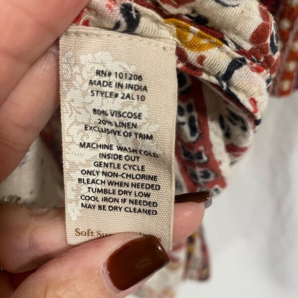 Soft Surroundings Linen Blend Sugar Maple Boho Tunic Top Size S - Picture 6 of 9